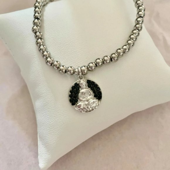 Silver & Crystal Pure Buddha Bracelet - Picture 2 of 2